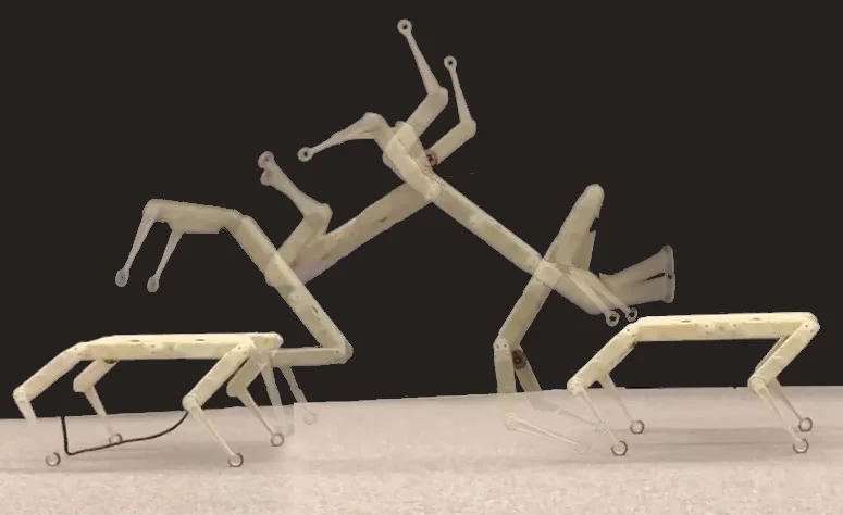 The Solo 8 robot performing a backflip.